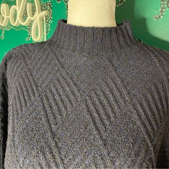 Forever 21 Dark Blue Knit Cross Diamond Pattern Stretchy Sweater Size S - Picture 3 of 9